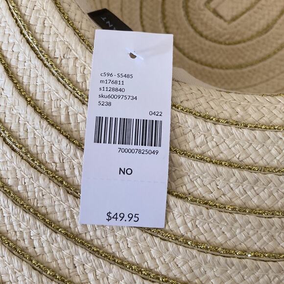 Lane Bryant gold SHINE STRIPE STRAW SUNHAT - Picture 4 of 6